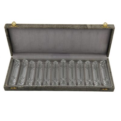 Set of 12 Vintage Crystal Knife Rests