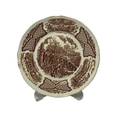 Fair Winds USS Constitution Plate – Historical Chinese Export Scene