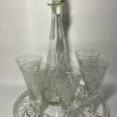 Waterford Crystal Decanter And Wine Glasses On Tray