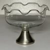 Large Vintage Eamon Glass Dessert Bowls With Silver Foot