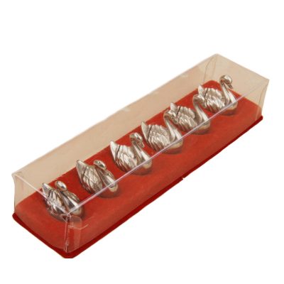 Set Of 6 Swan Silver Plated Card Holders