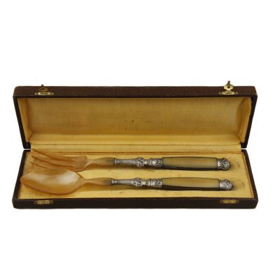 Antique Silver-Mounted Salad Set