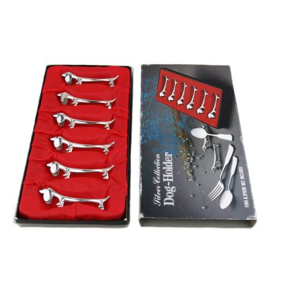 Six Dachshund Knife Rests Silver Plate