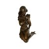 Bronze Figure Sitting Woman Nude With Shell As Gargoyle