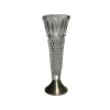 Classic Footed "Pressed Glass" Flute Vase With Silver Rim