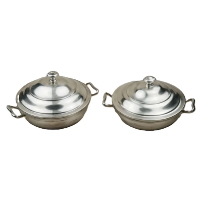 Silver Pated Small Lidded Vegetable Entree Serving 2 Dishes, Gero