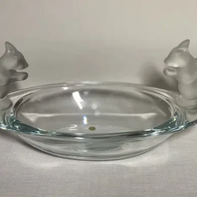 French Sèvres Crystal Bowl With Frosted Squirrels