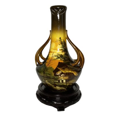 Antique Hand-Painted Vase With Scenic Landscape