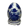 Ceramic Blue And Celadon Decorative Egg
