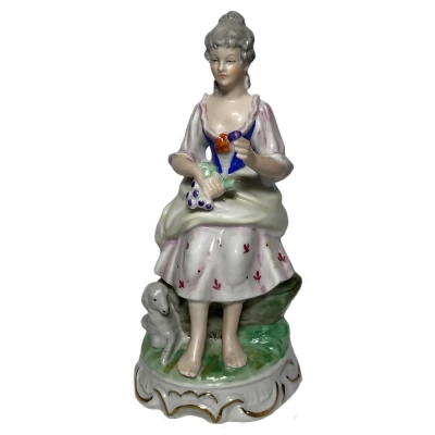 W&A Porcelain Lady With Bird Figure