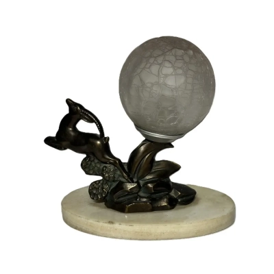 Art Deco Table Lamp With Oryx Sculpture