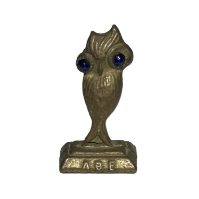 Brass Owl With Gemstone