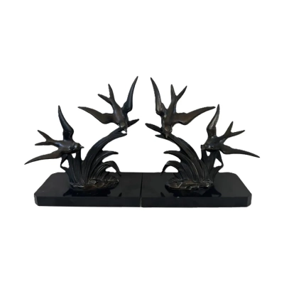 Bronze Book Clamps Depicting Birds
