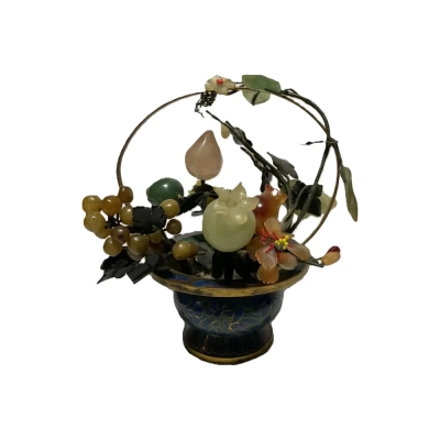 Chinese Hardstone Cloisonné Fruit Basket