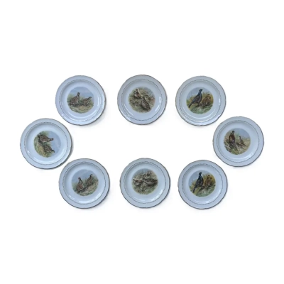 French Porcelain Bird Hunting Service Set