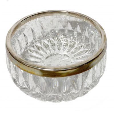 English Crystal And Silver Salad Bowl