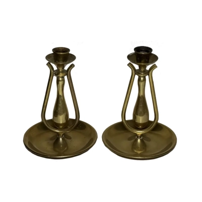 Pair Of Brass Ship Candlesticks