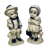 Delft Blue Figurines: Girl With Puppy & Boy With Bunny