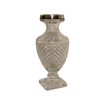 Sterling 925 Silver Art Deco Crystal Vase