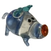 Blue Playful Glass Pig Figurine