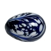 Glass Egg In Cobalt And White