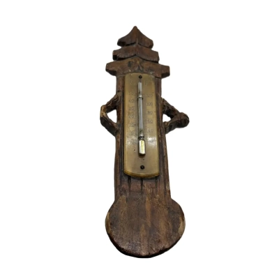 Antique Wooden Wall Thermometer