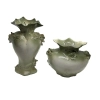 Olive Green Antique German Ceramic Fairing Vases