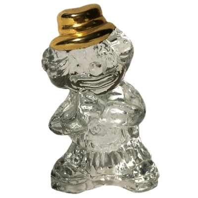 Glass Clown Figurine With Bronze Hat