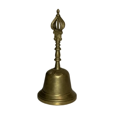 Vintage Brass Bell With Queen's Head Handle