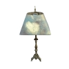Art Nouveau Bronze Table Lamp With Iridescent Shade & Lion Feet