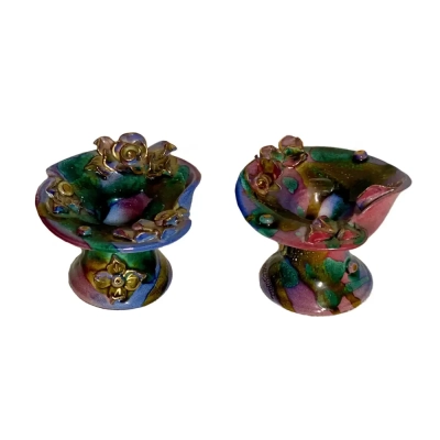 Art Nouveau Bulgarian Albena Art Glass Candlesticks