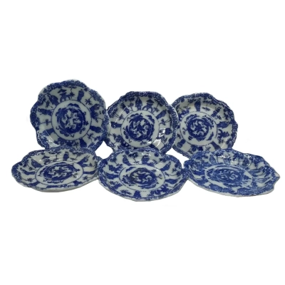 Chinese Blue White Porcelain Plate Set