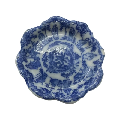 European Blue White Chinoiserie Transferware Plate