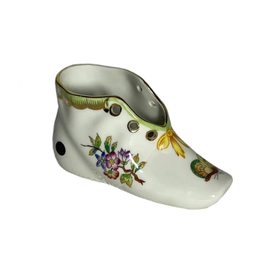 Hand-Painted Herend Porcelain Baby Shoe