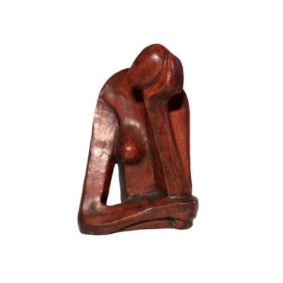 Henry Moore Rare Wooden Sculpture "Female Thinker"
