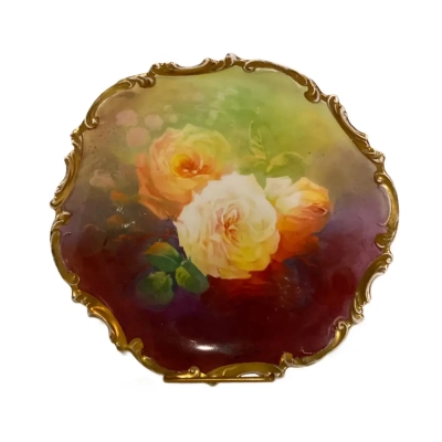 Limoges Hand-Painted Signed Rose Wall Plate
