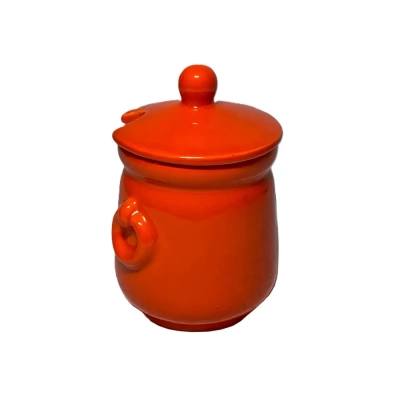 Mid-Century Fiery Orange Honey Pot