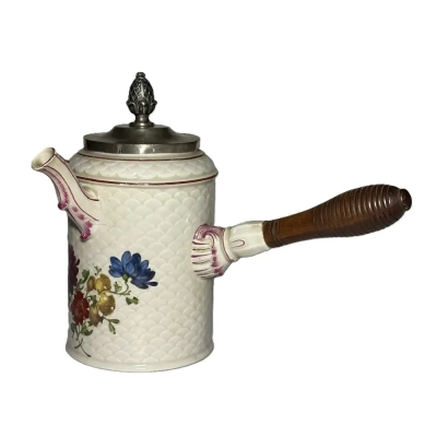 Porcelain Chocolatière With Silver-Plated lid