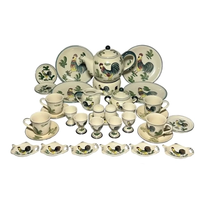 Rooster Folk Art Ceramic Dinnerware Set
