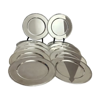 Silver Plated Underplates Alpadur, Spain, 1970s, Set of 12