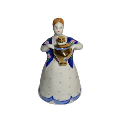 Soviet Dulyovo Porcelain Samovar Lady Figurine