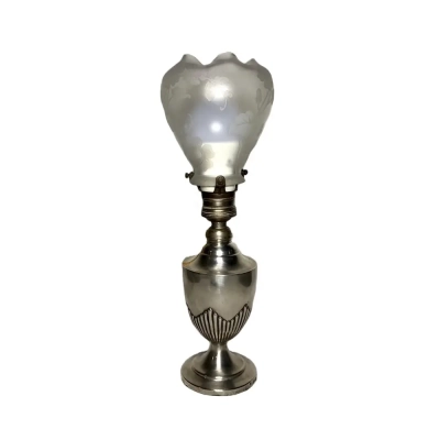 Sterling Silver Mood Lamp with Frosted Floral Shade