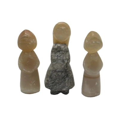Trio Of Vintage Russian Selenite Figurines