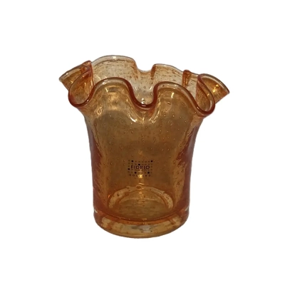 Fidrio 'Bubbel' Amber Glass Vase