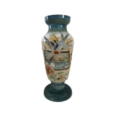 Hand-Painted Art Opaline Glass Vase